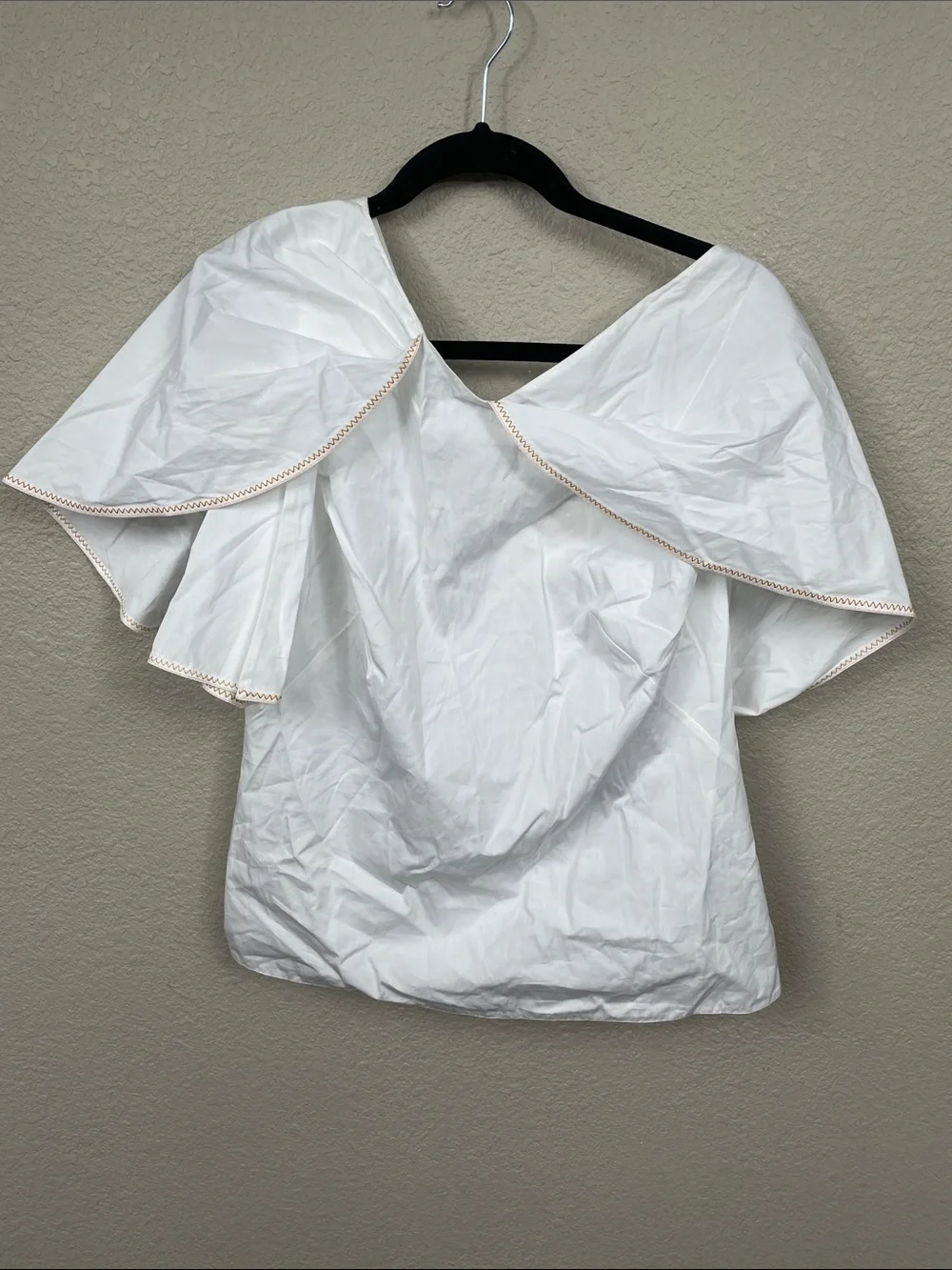 NWT Peter Pilotto Sculpural Ruffle Cotton Poplin Top Blouse White US 8